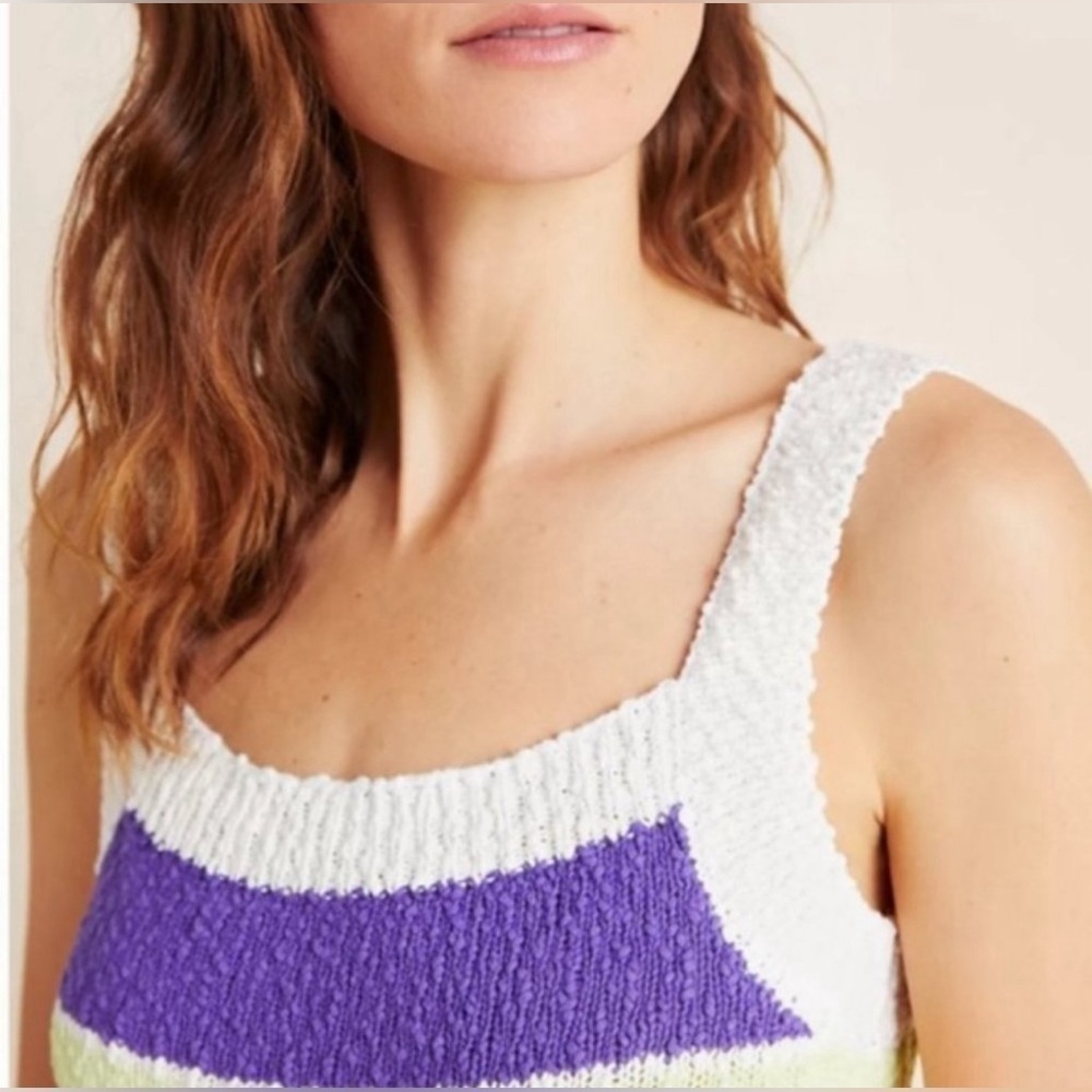 Anthropologie Women’s Callahan Multicolor Stripe Knit Sweater Tank Sz S - Picture 2 of 10